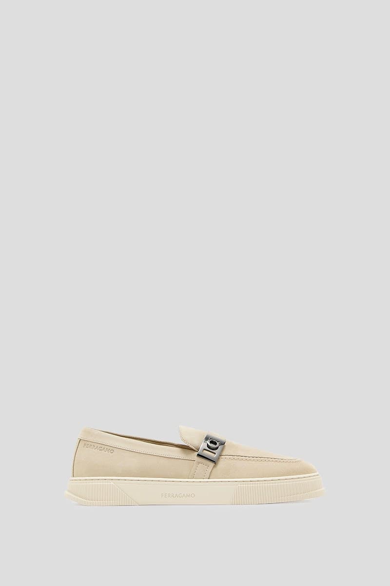 SALVATORE FERRAGAMO Ανδρικό Μπεζ Hug Buckle Hybrid Sneakers