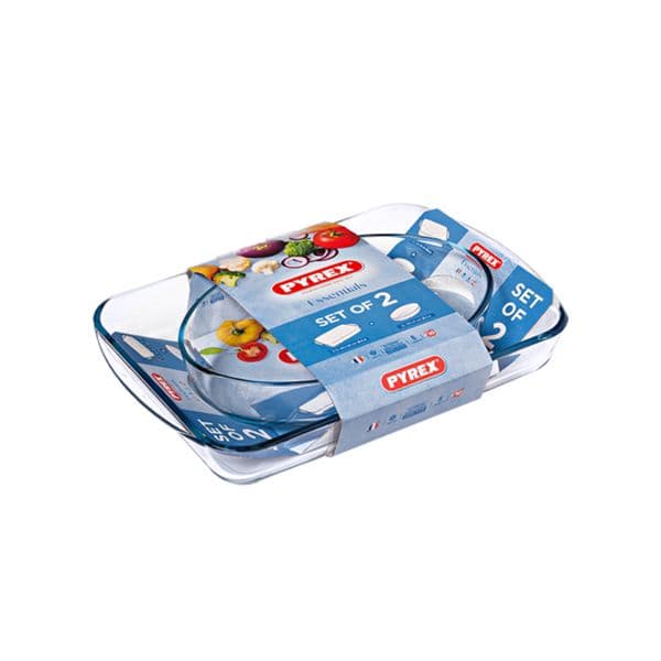 Pyrex Σετ 2 Ταψιά Οβαλ 30x21cm + Ορθογώνιο 40x27cm Ταψί