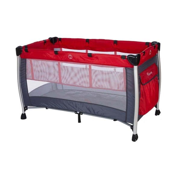 Baby Adventure Holiday Aluminium 2 Θέσεων 60x120cm Red Grey Λίκνο - Παρκοκρέβατο
