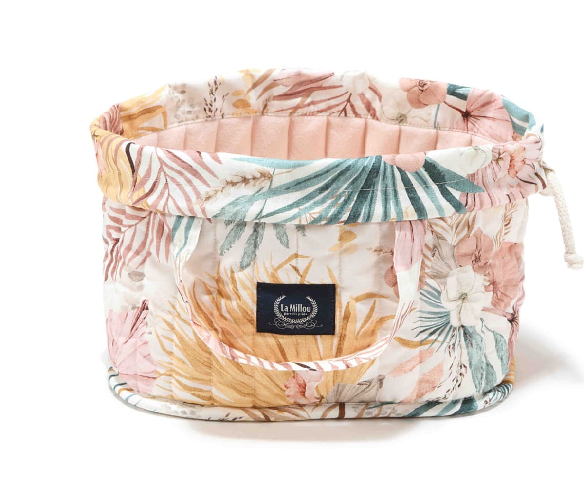Mollet Καπιτονέ Καλάθι οργάνωσης για πάνες - Boho Palms Light - Powder Pink