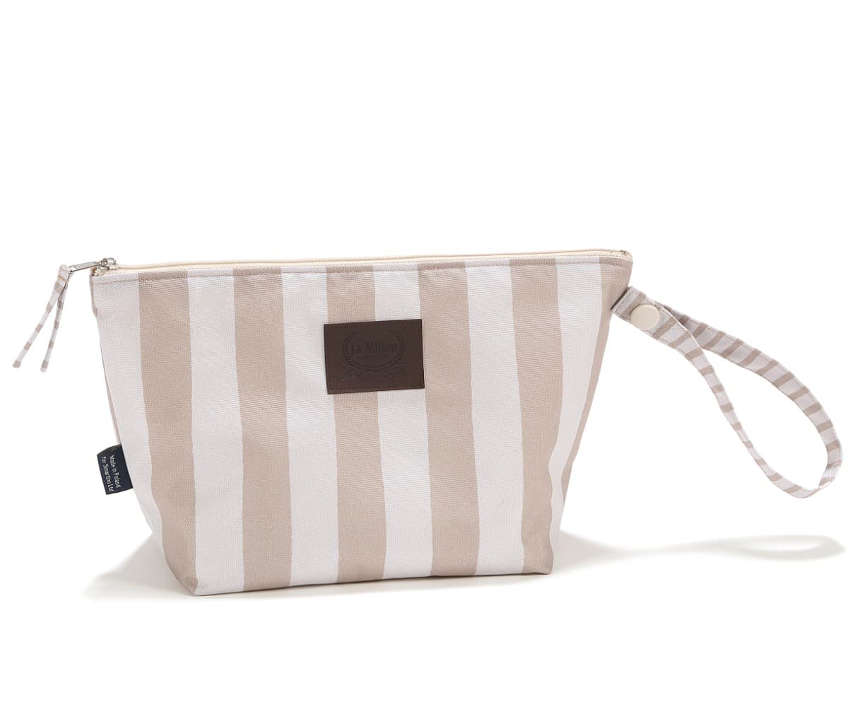 Waterproof Cosmetic Bag Stripes Beige