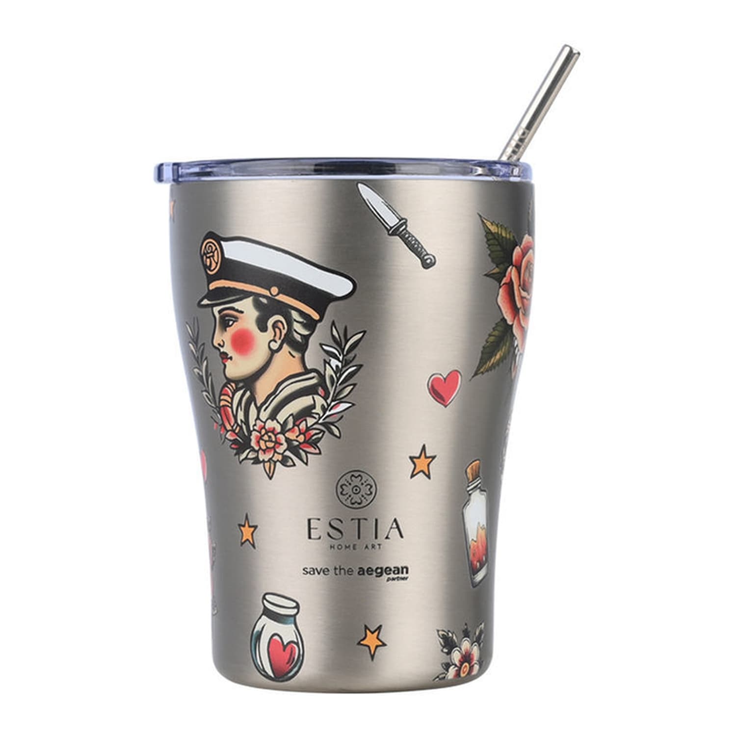 Θερμός Coffee Mug Save The Aegean 350ml Old School Ink Estia 01-31770