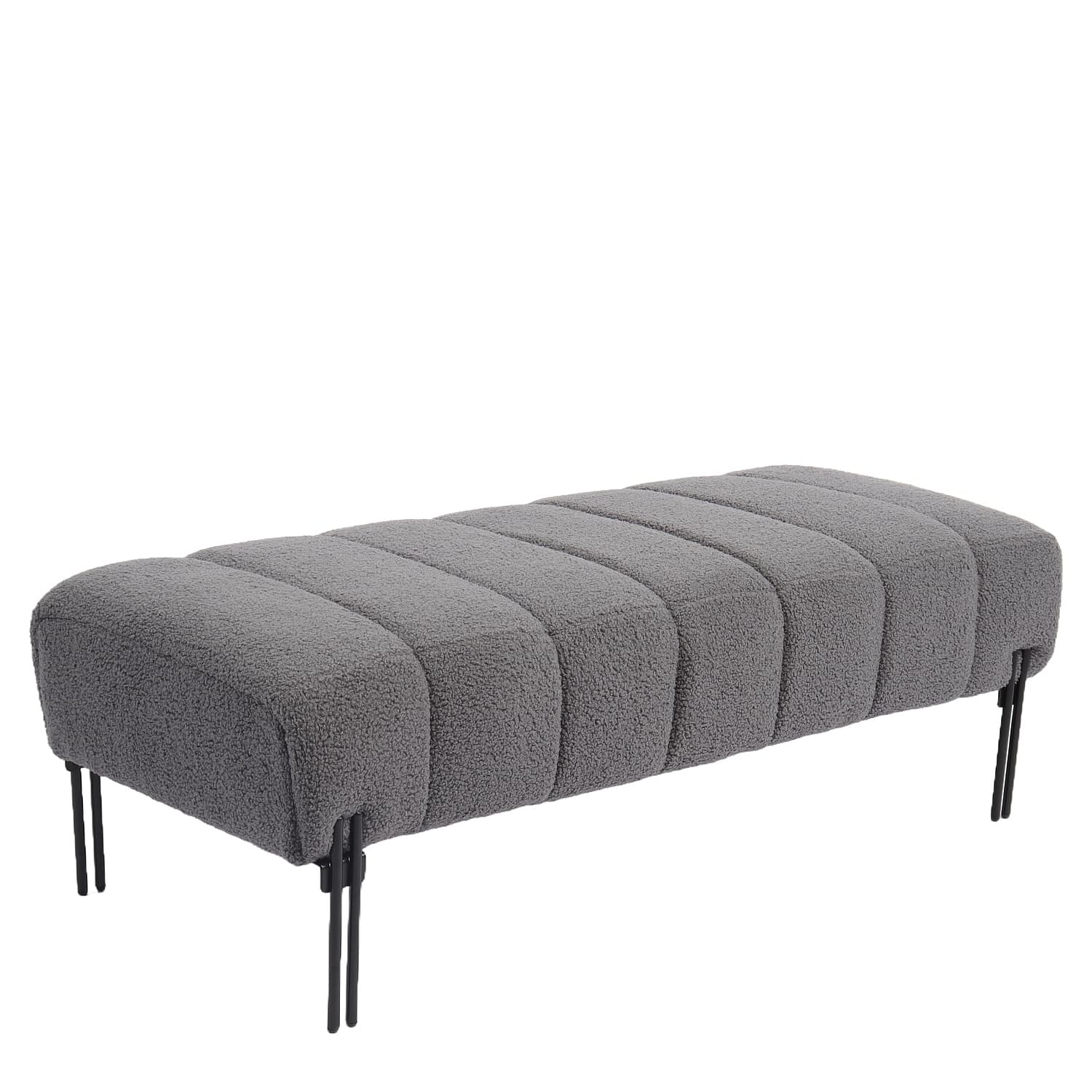 Παγκάκι Ottoman ArteLibre KUBO Γκρι Ύφασμα Teddy/Μέταλλο 40x116.5x50cm