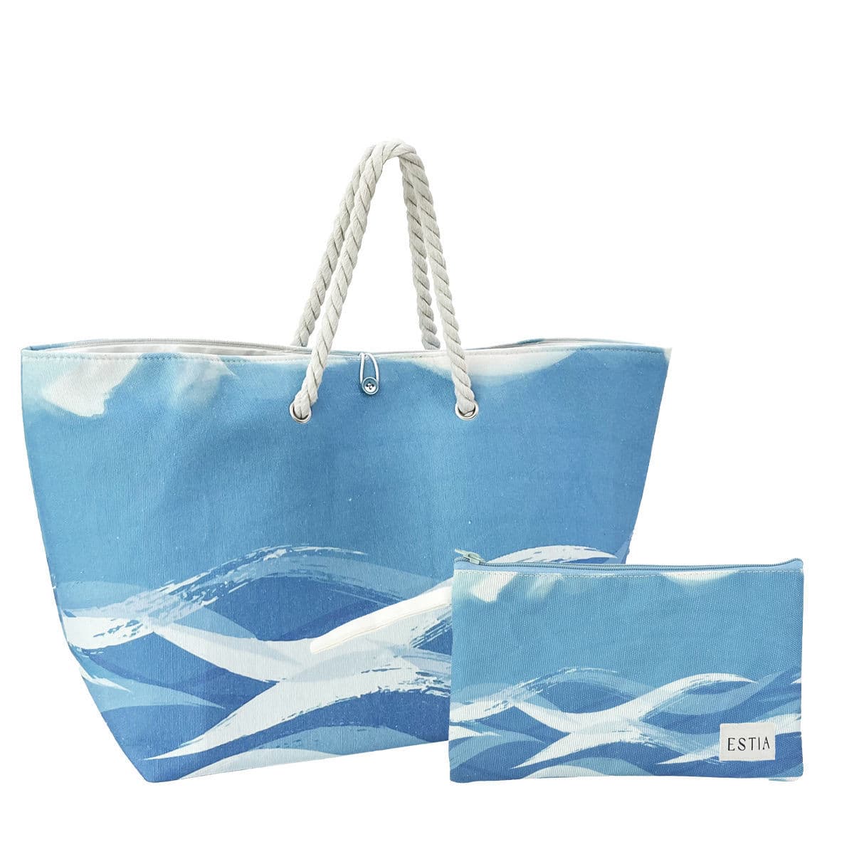 Τσάντα Θαλάσσης Tranquil Tides Με Τσαντάκι 63x20x36cm Estia 00-30445
