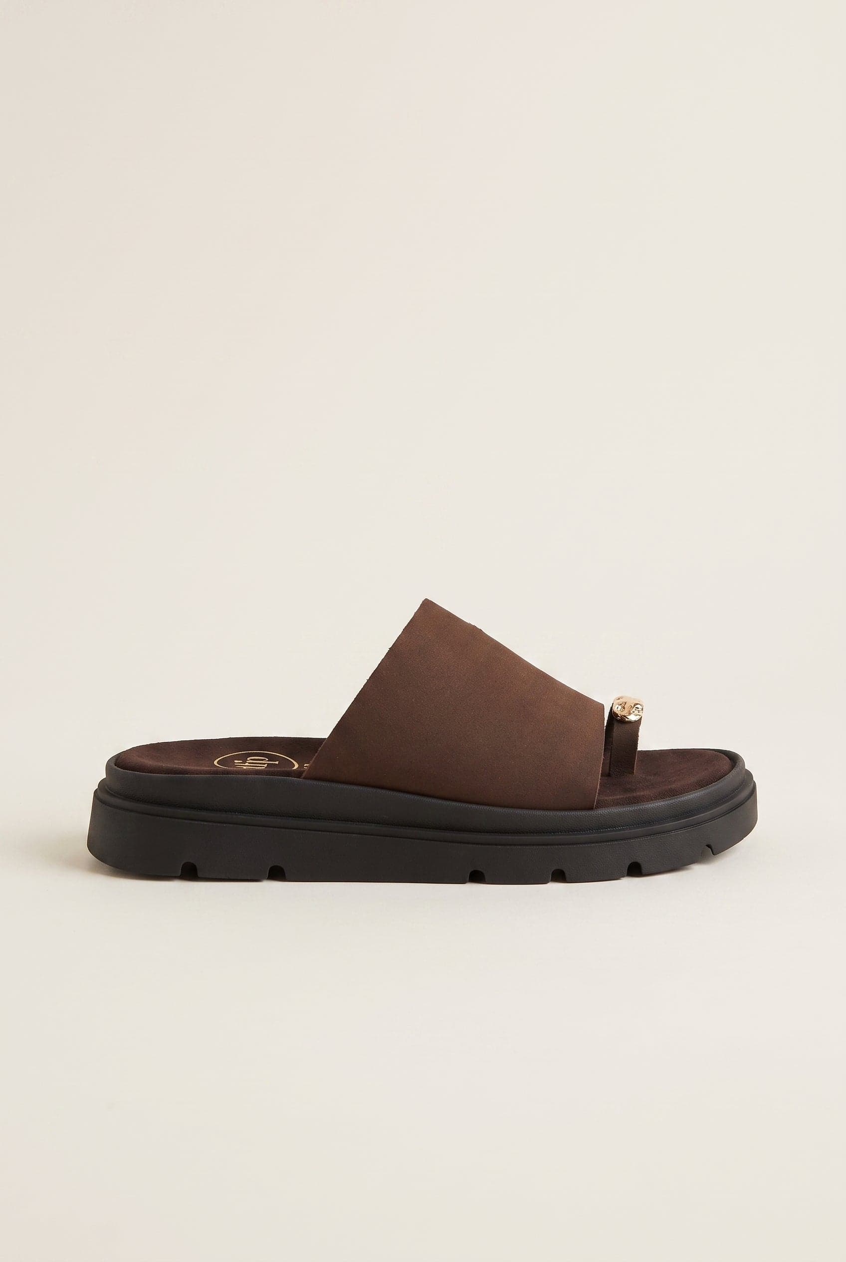 TFP Flatform σανδάλια με toe ring - 4503 - Καφέ Σουέτ