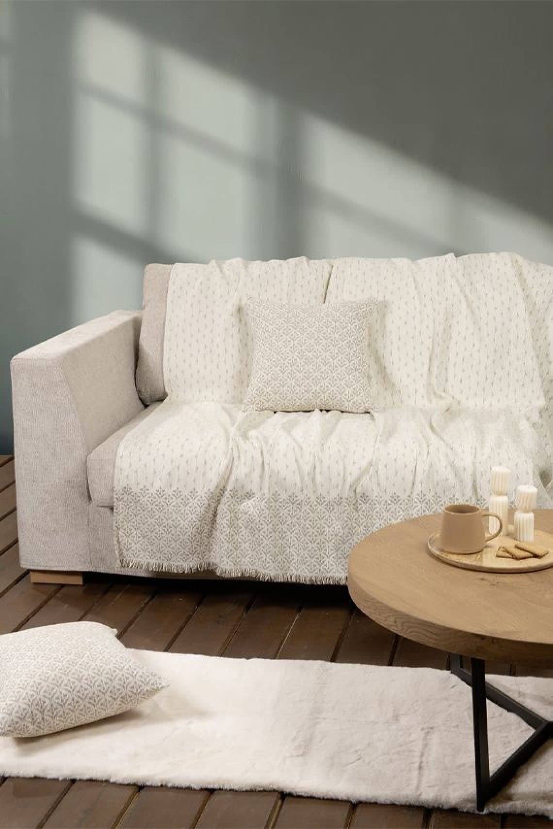 Ριχταρι Τετραθεσιου Καναπε Roselle Ivory Nima 180x350x0cm Μονόχρωμο