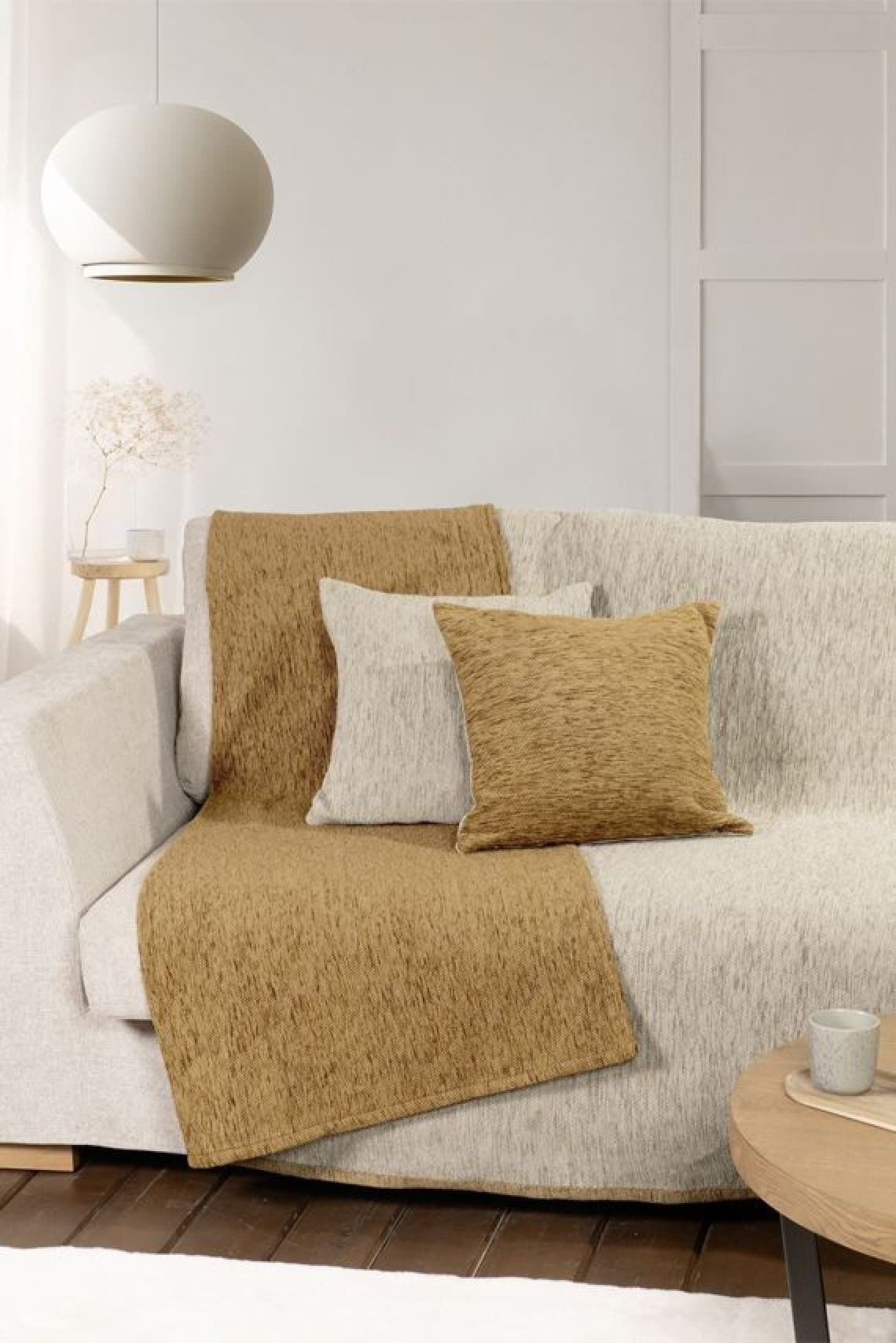 Ριχταρι Τριθεσιου Καναπε Διπλης Οψης Caldo Beige/Gold Nima 180x300x0cm Μονόχρωμο
