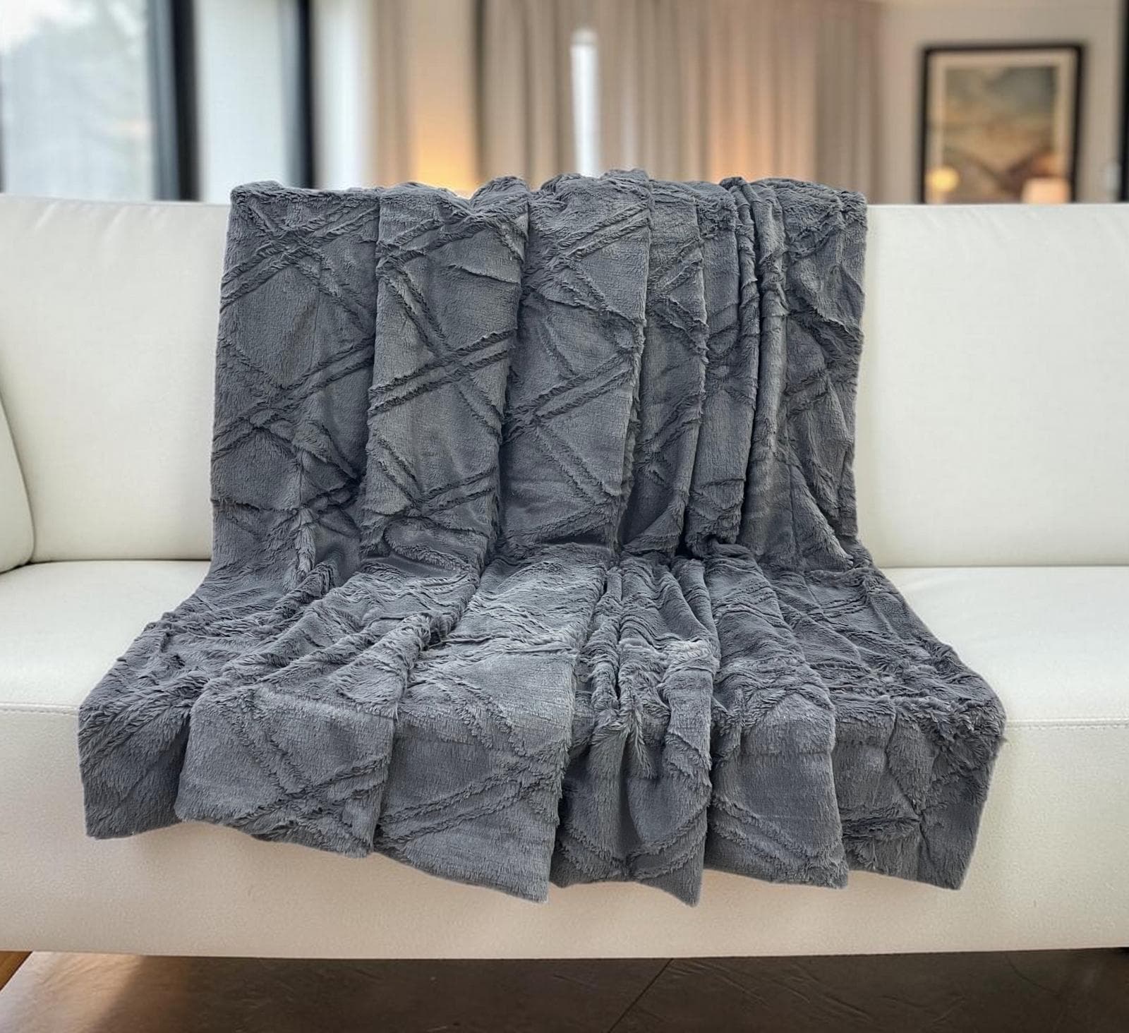 ΚΟΥΒΕΡΤΑΚΙ ΓΟΥΝΙΝΟ DIAMOND ΑΝΘΡΑΚΙ ΜΟΝΟ 150Χ200 LINEAHOME
