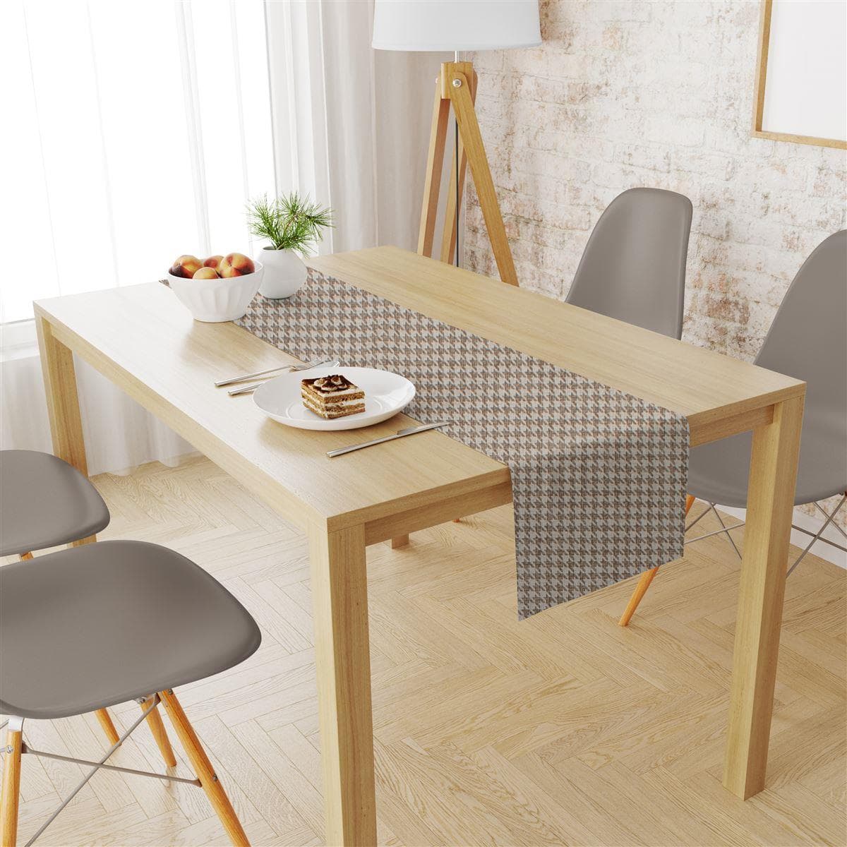 Τραβέρσα Αλέκιαστη Houndstooth 473 40X180 Beige 70/30 Cott/Pol