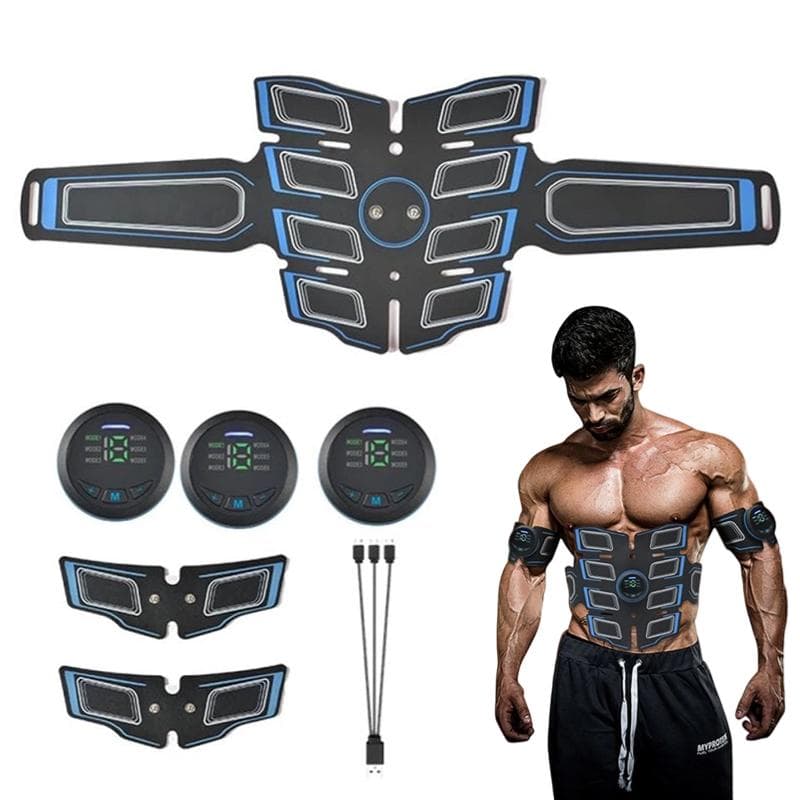 EMS Abdominal Muscle Stimulator Trainer 3 Controllers USB Rechargeable Tens Pulse Muscle Massage Fitness Training Training Device Weight Loss Body Sli