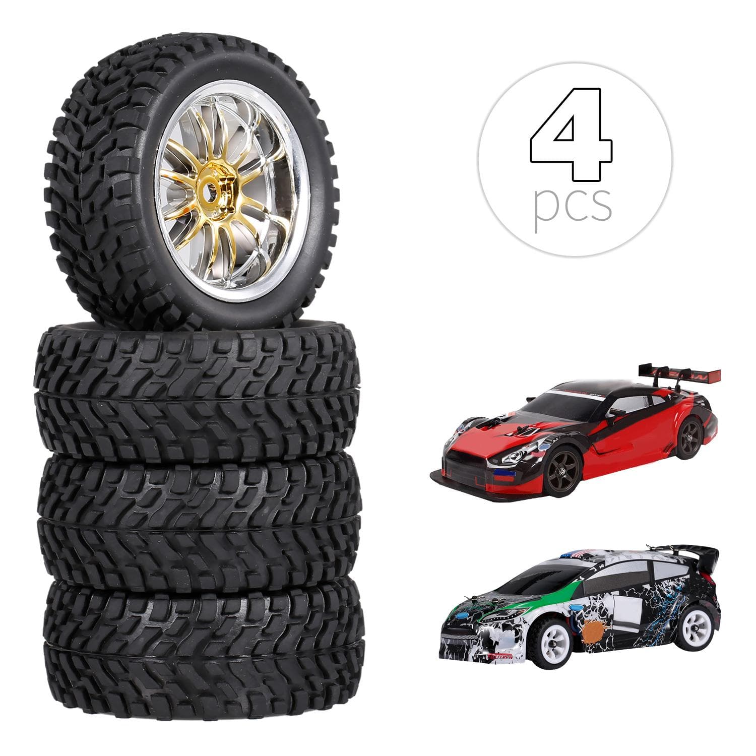 4PCS 1/10 Rubber Tire RC Racing Car Tires for HSP Redcat Traxxas Tamiya HPI RC Διάμετρος ανταλλακτικού αυτοκινήτου