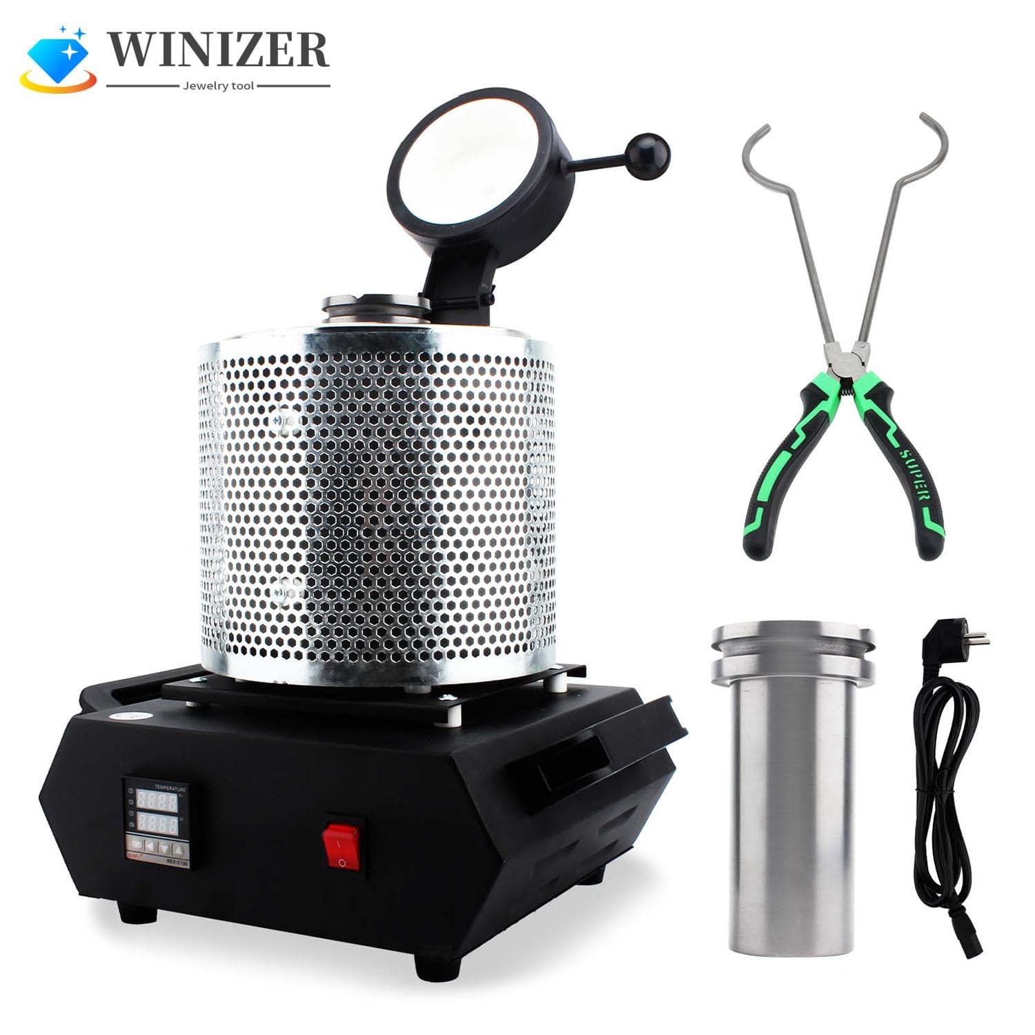 Ψηφιακή μηχανή φούρνου τήξης χρυσού 1600W Μικρός φούρνος τήξης με πλέγμα για