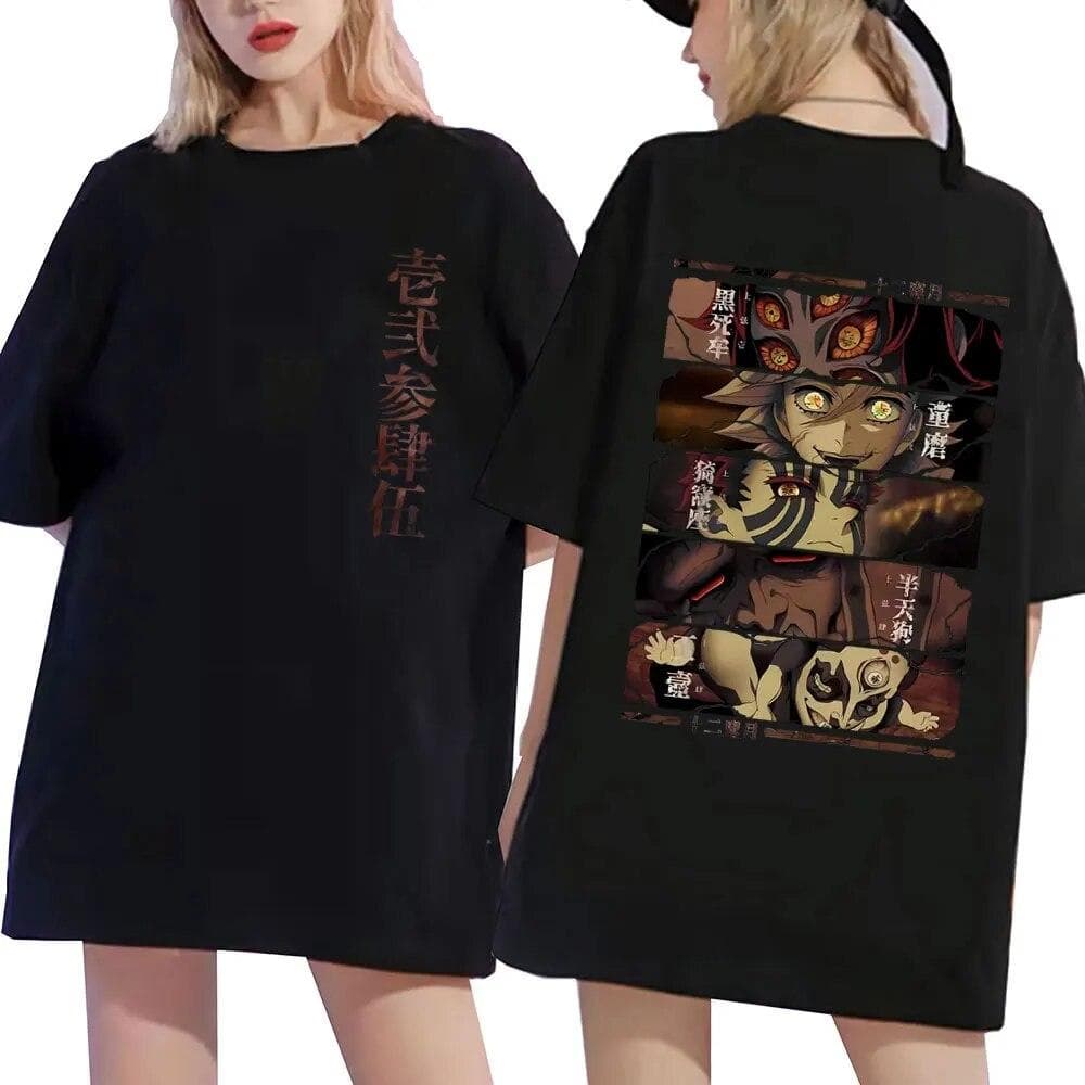 Ιαπωνικό Anime Demon Slayer T-shirt Kokushibo Douma Akaza Hantengu Gyokko Graphic T-shirt Unisex Women Manga Oversized Tees cm