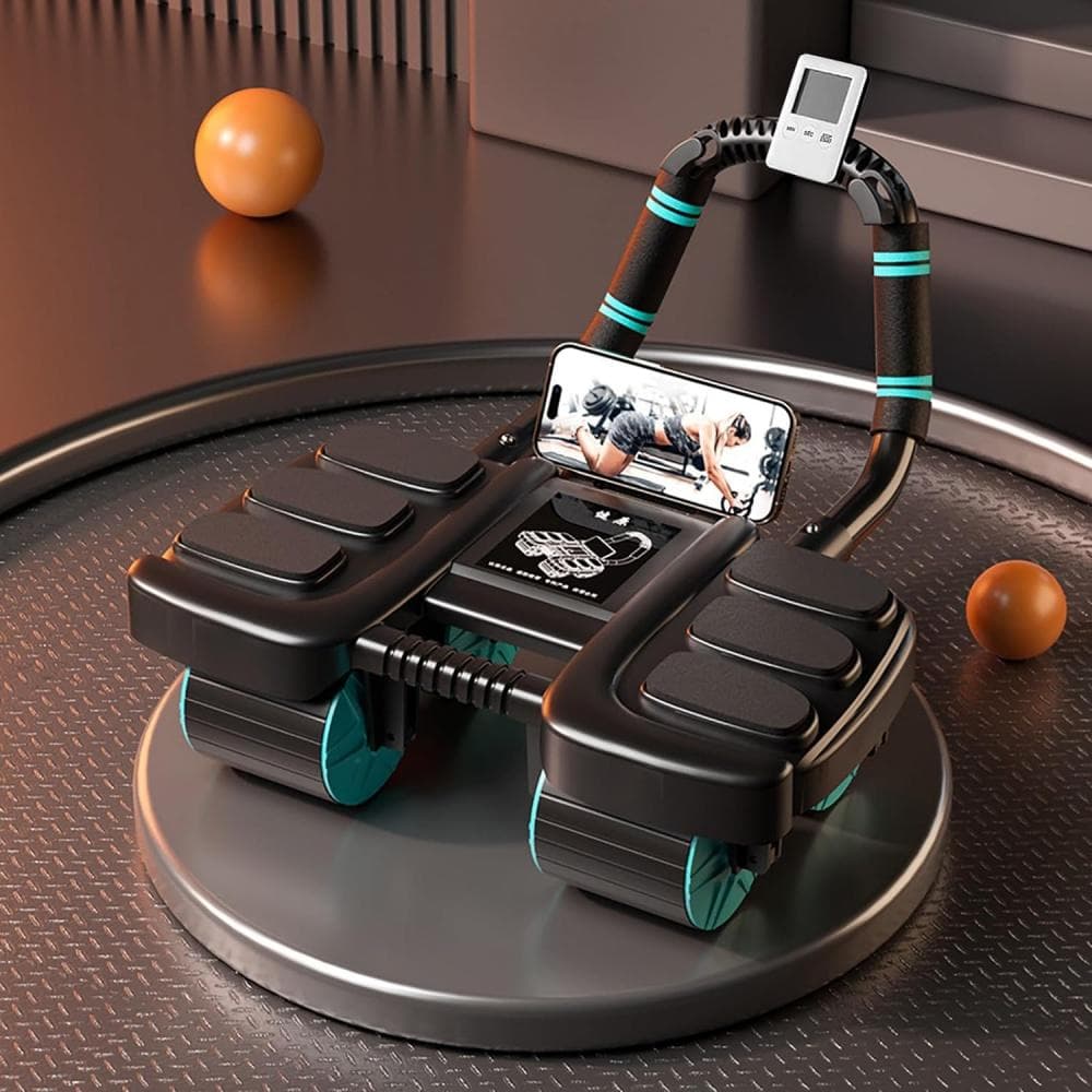 Roller Ab Wheel With Elbow Support - Automatic Rebound Abdominal Wheel Roller, The Upgraded Four-Wheel Abdominal Wheel Core Workout Equipment
