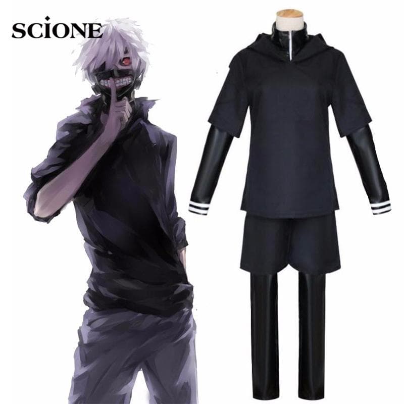 4 τμχ Σετ JP Anime Tokyo Ghoul Ken Kaneki Κοστούμια Cosplay Πλήρες σετ Μαύρη Στολή Fight Γυναικεία