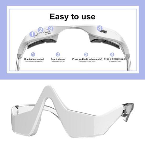 Red Light Therapy Glasses for Eyes under Eye Device with Hot Compress 3D Surround Technology Eye Care Reduces Dark Circles Fatigue Collagen λευκό