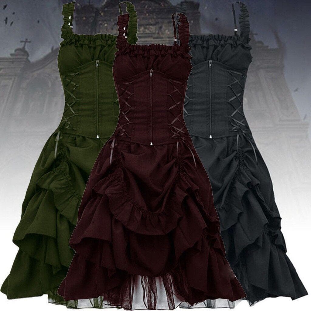 Γυναικείο βικτοριανό γοτθικό φόρεμα Vestidos Retro Lolita Palace Court Princess Halloween Punk Cosplay Long Sundress