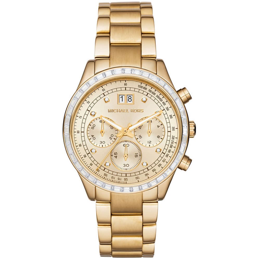 MICHAEL KORS Brinkley Crystals Gold Stainless Steel Chronograph MK6187