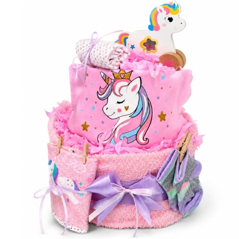 Diaper Cake Ροζ Μονόκερος 30x35cm