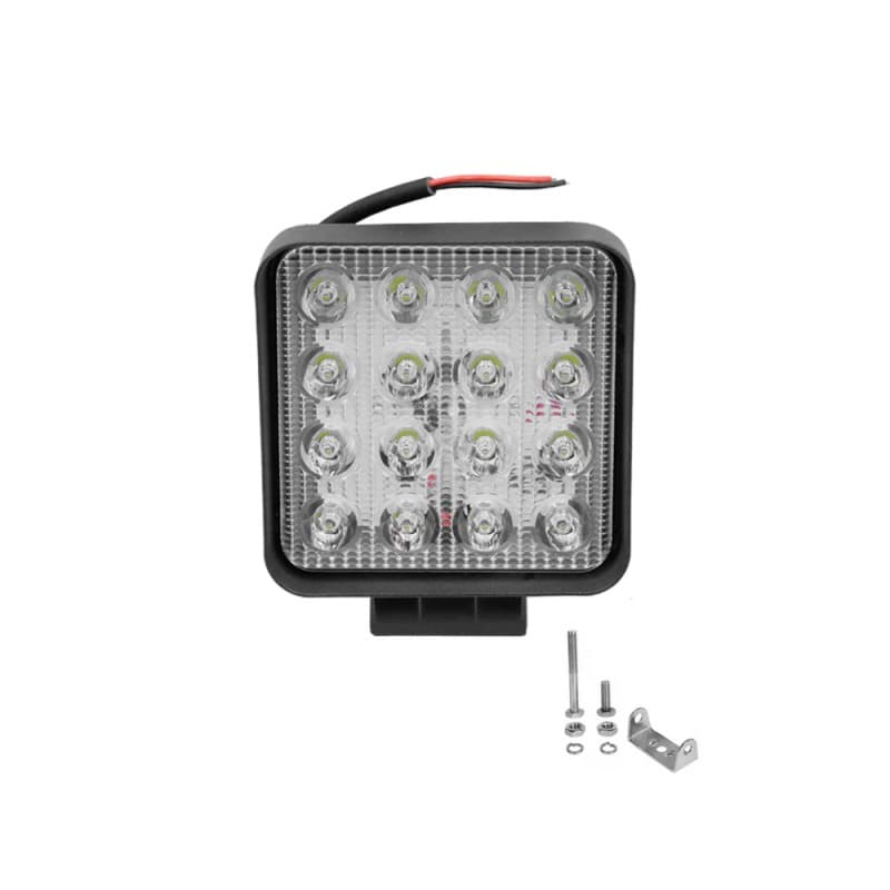 LED Τετράγωνος Αδιάβροχος Mini Προβολέας Αυτοκινήτου 12-24V 48W 8.4cm Μαύρος