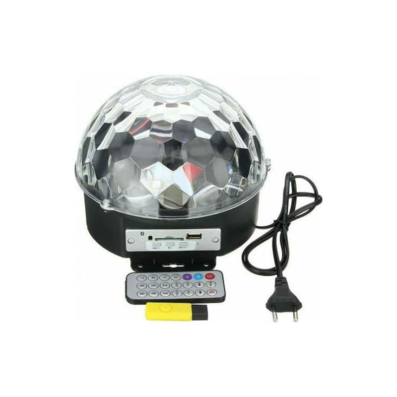 Disco Ball Bluetooth Bluetooth Διακοσμητικό Φωτιστικό Party Light LED Mp3 Player/microSD/USB σε Μαύρο Χρώμα