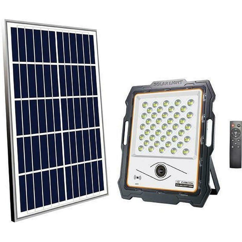 Eurolamp Στεγανός Ηλιακός Προβολέας LED 100W Ψυχρό Λευκό 6500K IP65