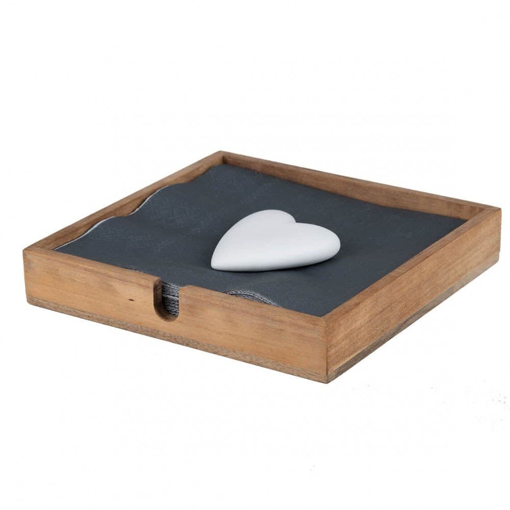 Χαρτοπετσετοθήκη Heart LBTRD0015538 18x18x3cm Natural-White Raeder