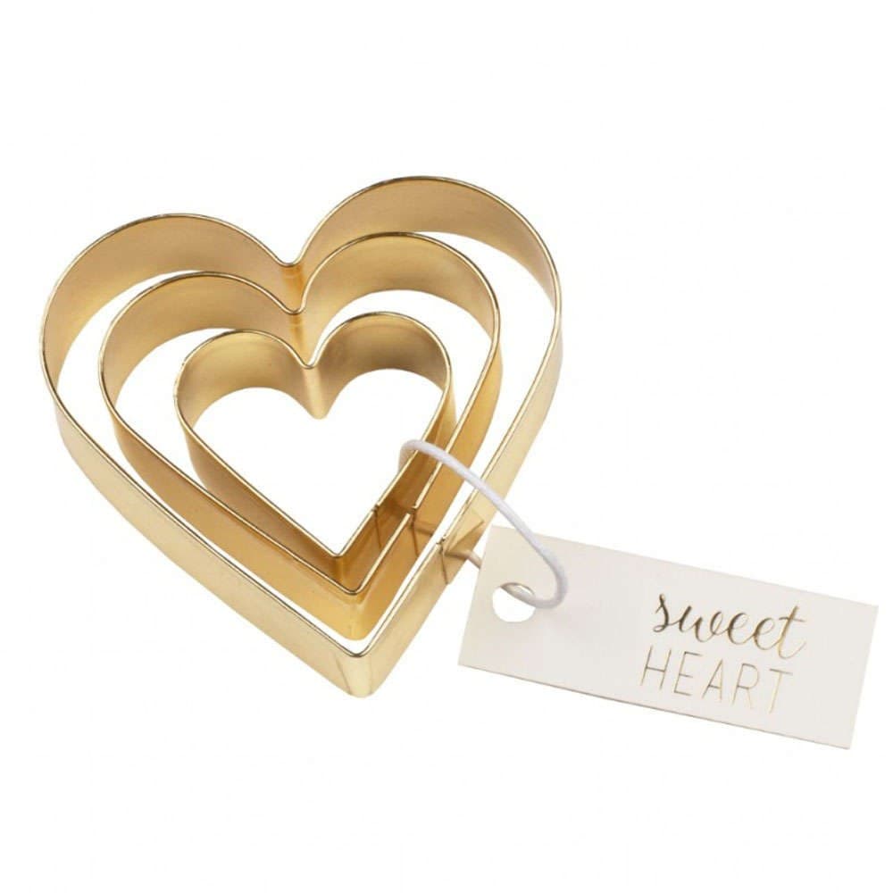 Κουπ Πατ Heart (Σετ 3Τμχ) LBTRD0090571 12x10x2,5/9x8x2,5/7x6x2,5cm Gold Raeder