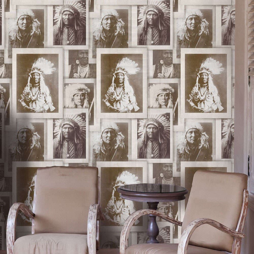 Ταπετσαρία Indian Chiefs Sepia WP20071 Brown-Sepia MindTheGap