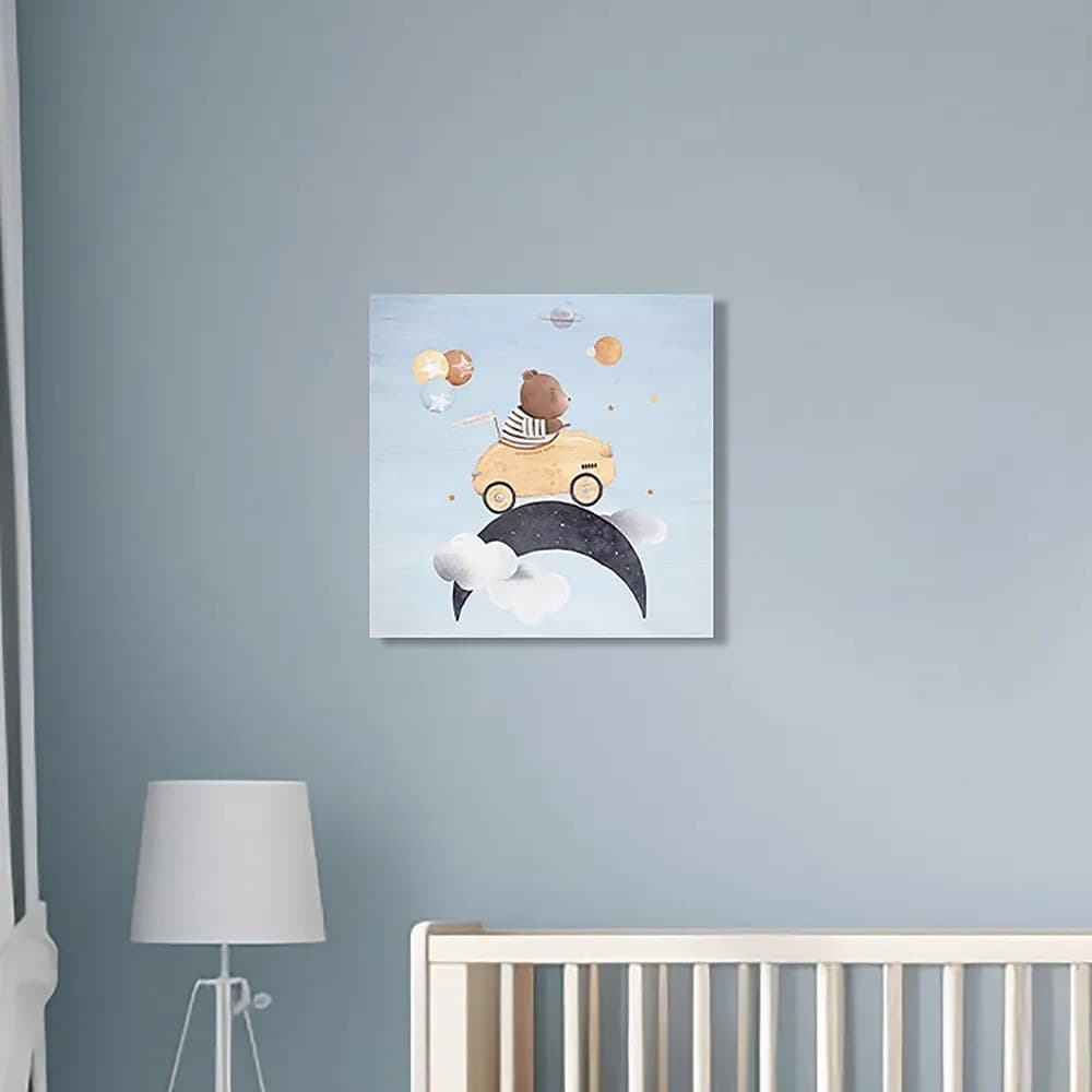 Πίνακας Ξύλινος Παιδικός Driving Bear 21221 29x29cm Multi Ango