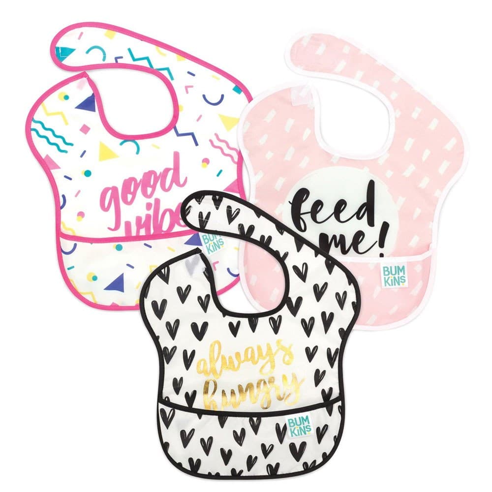 Σαλιάρες Superbib Girl Quotes (Σετ 3τμχ) 25x22,8cm Multi Bumkins