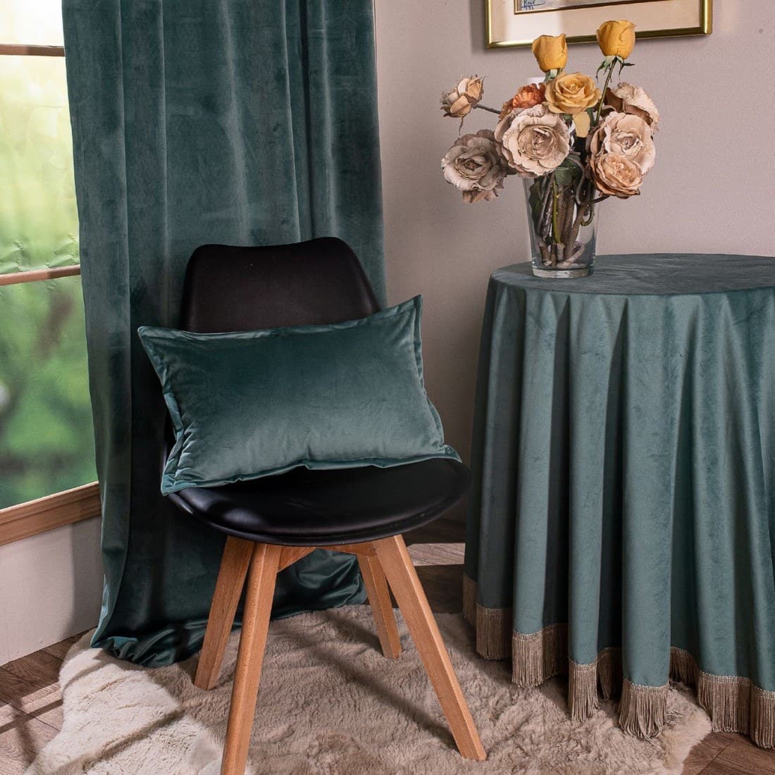 Μαξιλάρι Διακοσμητικό (Με Γέμιση) Velvet 15 Pine Green Teoran