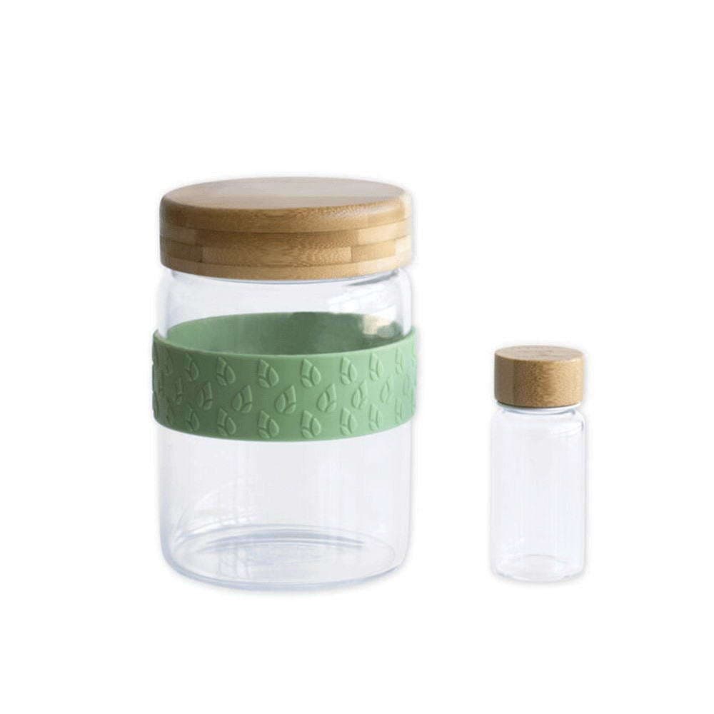 Δοχείο Φαγητού (Σετ 2Τμχ) PKV-031 700ml/50 ml Clear-Green-Natural Pebbly