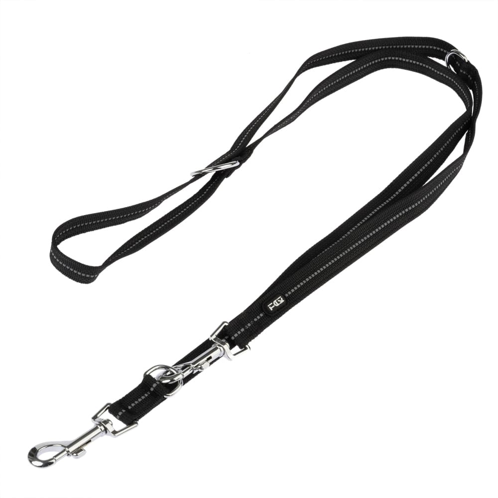 TIAKI Reflective Rubber Λουρί Σκύλου, μαύρο - 200 cm μήκος, 20 mm πλάτος