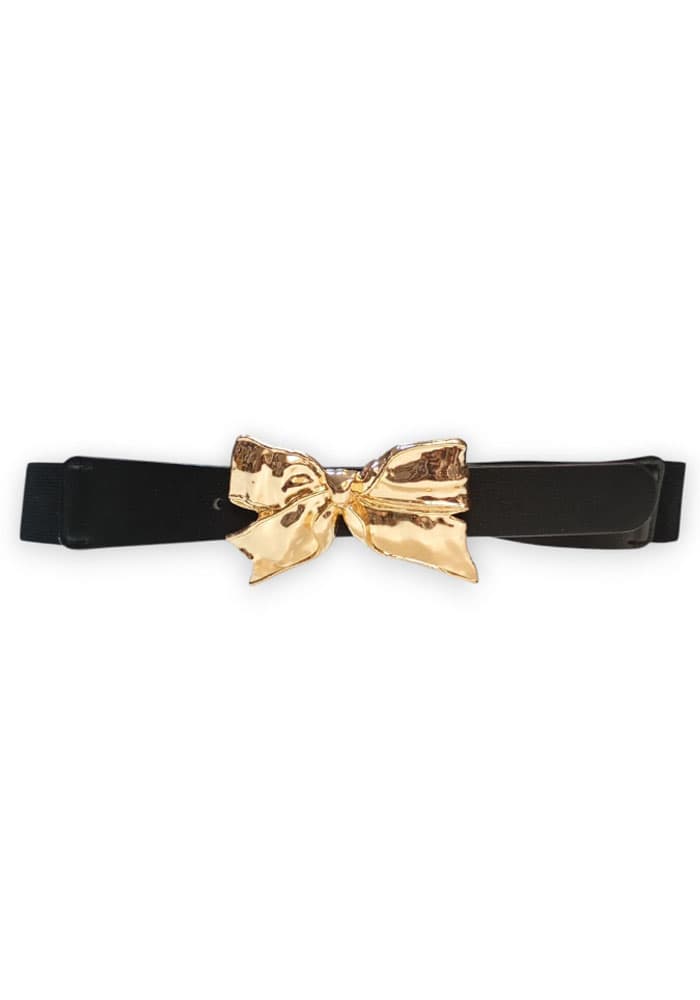 vintage chic ζώνη metal Bow gold