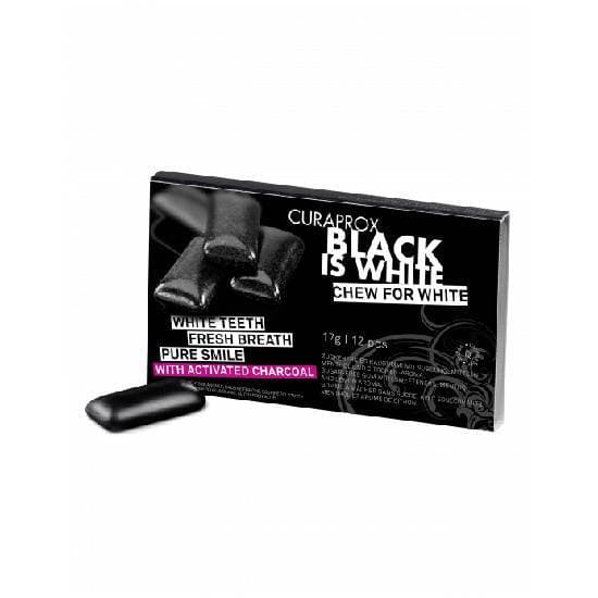 CURAPROX Black is White Τσίχλα Με Ενεργό Άνθρακα 12 Τεμάχια
