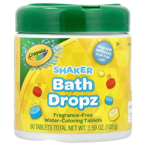 Crayola, Shaker Bath Dropz, 3+, Χωρίς άρωμα, 60 δισκία, 3,59 oz (102 g)