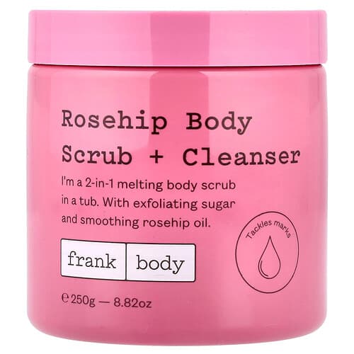 frank body, Απολεπιστικό Σώματος + Καθαριστικό με Αγριοτριανταφυλλιά, 8,82 oz (250 g)