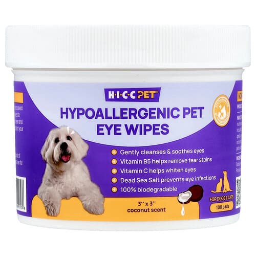 HICC Pet, Υποαλλεργικά μαντηλάκια ματιών για κατοικίδια, για σκύλους και γάτες,