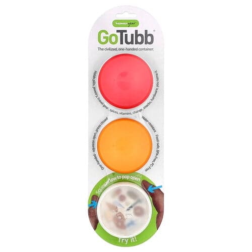 Humangear, Δοχεία GoTubb®, Διαφανή, Πορτοκαλί, Κόκκινα, Συσκευασία των 3
