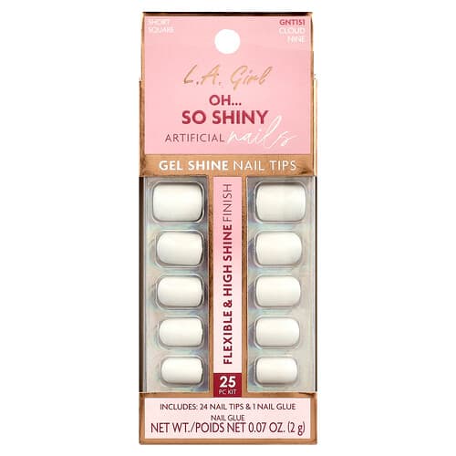 L.A. Girl, Oh So Shiny Τεχνητά Νύχια, Gel Shiny Tips, GNT151 Cloud Nine, Σετ 25 Τεμαχίων