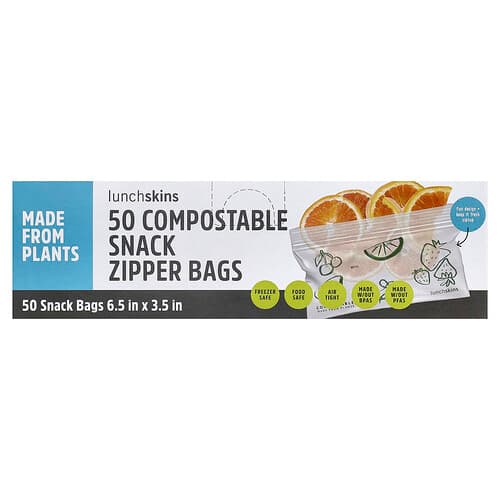 Lunchskins, Σακούλες με φερμουάρ για κομποστοποιήσιμα σνακ, 50 τσάντες
