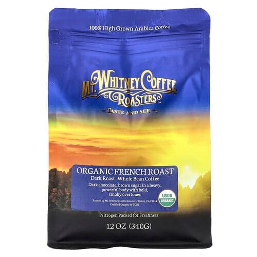 Mt. Whitney Coffee Roasters, Βιολογικό γαλλικό καβούρδισμα, καφές ολικής αλέσεως, σκούρο