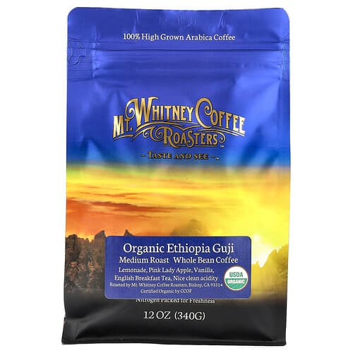 Mt. Whitney Coffee Roasters, Βιολογικός καφές Guji Ethiopia, ολόκληρος σε κόκκους, μέτριας ψησίματος,
