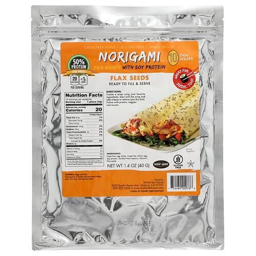 Norigami, Περιτυλίγματα αυγών με πρωτεΐνη σόγιας, σπόρους λίνου, 10 λεπτά