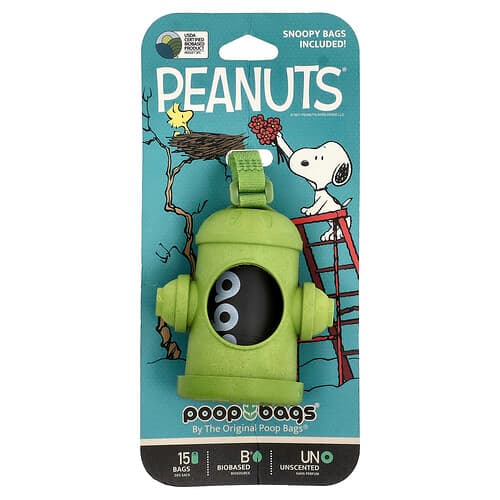 Original Poop Bags, Peanuts®, Δοσομετρητής σε Σακούλες, Πράσινο, Σακούλες Snoopy, Άοσμο, 1