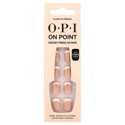OPI, On Point, Instant Press-On Mani, Μικρό Μήκος, Άπταιστα Γαλλικά, Σετ 27 Τεμαχίων
