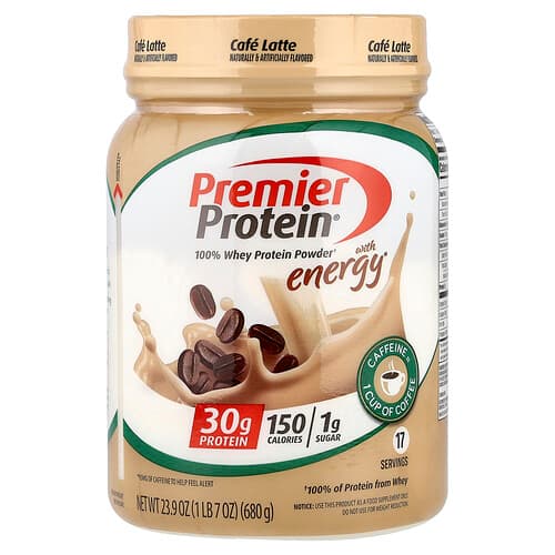 Premier Protein, 100% Πρωτεΐνη Ορού Γάλακτος σε Σκόνη με Ενέργεια, Cafe Latte, 680 g