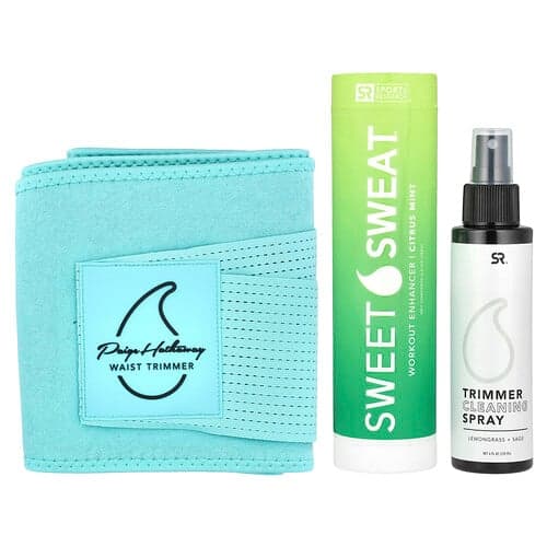 Sports Research, Sweet Sweat®, κιτ κοπής μέσης Paige Hathaway, XL/XXL, μπλε, κιτ 3 τεμαχίων