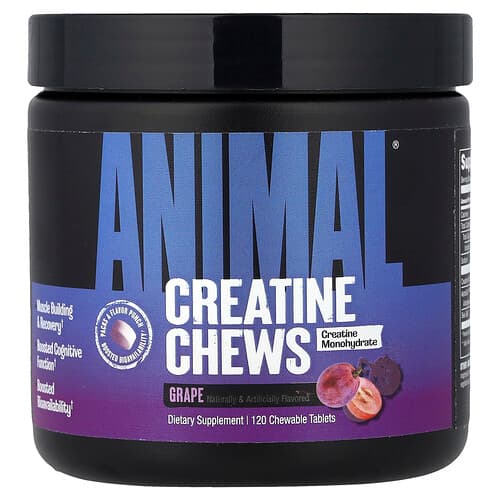 Animal, Μασώμενα δισκία Creatine Performance, σταφύλι, 120 μασώμενα δισκία